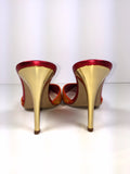 GIUSEPPE ZANOTTI Fire Bird Red Orange Sequin Mules with Gold Heels Size 39 1/2