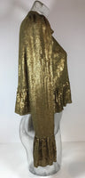 GENERRA 1990s Gold Sequin Jacket with Ruffle Sleeves and Hem Size 6