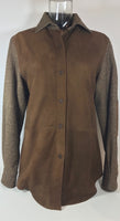 FACONNABLE Brown Suede Tweed Oversized Long Sleeve Size XS