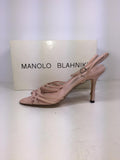 MANOLO BLAHNIK Pale Pink Suede Strappy Heels Size 37 1/2