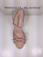 MANOLO BLAHNIK Pale Pink Suede Strappy Heels Size 37 1/2