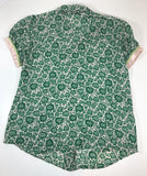 TSUMORI CHISATO Green Blouse w/ Silk Pockets & Trim Size 3