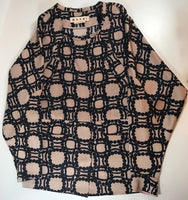MARNI Cream, Black, and Pink Bow Print Blouse Size US 2-4