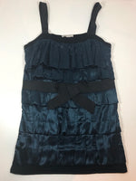 LANVIN Navy Silk Blouse with Black  Bow Tank Top
