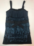 LANVIN Navy Silk Blouse with Black  Bow Tank Top