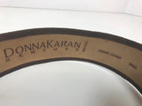 DONNA KARAN 1990s New York Brown Suede Leather Belt with Large Buckle Size Small