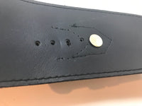 DEJAC France Patent Leather Black Wide Belt with Silver Stud Closure Size 44