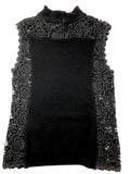 BLUMARINE Black Sleeveless Viscose Knit w/ Lace Size 38