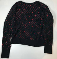 NEIMAN MARCUS Black Long Sleeve Knit Sweater w/ Red Rhinestones