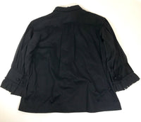 COMME DES GARÇONS Black Bib Front Blouse with Sheer Half Sleeves