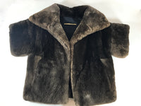 JENNI KAYNE Brown Sheared Beaver Cropped Jacket with Pockets Size 0