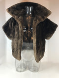 JENNI KAYNE Brown Sheared Beaver Cropped Jacket with Pockets Size 0