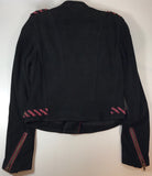 ZADIG & VOLTAIRE Black Suede Biker Jacket with Red Detailing Size S