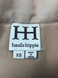 HAUTE HIPPIE Silver Sequins Skirt with Nude Ribbon Waist Size XS