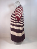MARNI Cashmere and Virgin Wool Striped Burgundy Sweater 38