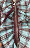 MARC JACOBS Blue and Plum Plaid Ruffle Blouse Size 6