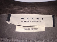 MARNI Charcoal Distressed Leather Cropped Vest Jacket Size 38