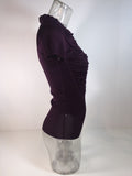 ZAC POSEN Purple Short Sleeve Knit Top with Gathers Size XS