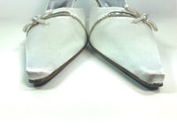 STUART WEITZMAN White Silk Pointed Low Heel with Rhinestones and Bows Size 7 1/2