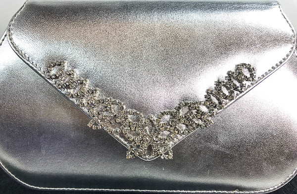 FULLY Crystallized Evening Bag Clutch Purse Silver Gray with Swarovski  Crystals | eBay