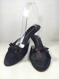 GIUSEPPE ZANOTTI Black Sandal Heels with Beading on Toe Strap Size 9