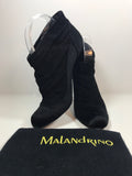 CATHERINE MALANDRINO Black Faux Fur and Suede Ruched Bootie Size 40