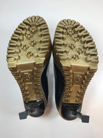 YVES SAINT LAURENT Patent Leather Black Trooper Heels Size 8