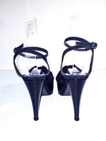 GIAMBATTISTA VALLI Black Platform Strappy Heels with Leather Sole Size 9