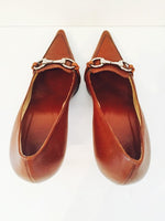 GUCCI Brown Leather Pointed Toe w/ Buckle Heels Size 7