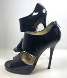 JIMMY CHOO "Private" Patent Leather Open Toe Heel with Back Zipper Size 39