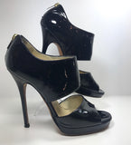 JIMMY CHOO "Private" Patent Leather Open Toe Heel with Back Zipper Size 39