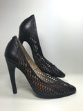 PROENZA SCHOULER  Black Leather Laser Cut Embossed Classic Heels Size 9