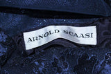 ARNOLD SCAASI Navy Metallic Lace Cocktail Dress Size 8-10