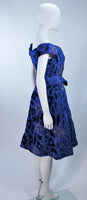 ARNOLD SCAASI 1980s Blue Velvet & Satin Cocktail Dress Size 8