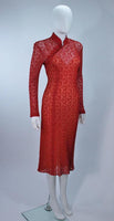 MONIQUE LHUILLIER Asian Inspired Deep Coral Cocktail Dress Size 8