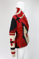 RALPH LAUREN Southwest Deep Red Knit Cardigan with Peplum