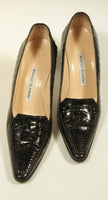 MANOLO BLAHNIK Black Crocodile Pumps Size 38