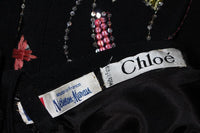 CHLOE 1980s Vintage Embellished Gown w/ Criss-Cross Back Size 4