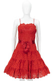 VICKY TIEL 1990s Couture Red Lace Cocktail Dress