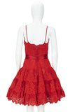 VICKY TIEL 1990s Couture Red Lace Cocktail Dress