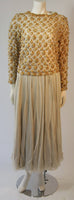 VINTAGE Gold and Chiffon Embellished 2 pc Gown