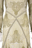EAVIS & BROWN 1990s Gold Beaded Silk Chiffon Cocktail Dress