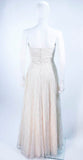 VICTOR COSTA Off White Iridescent Strapless Beaded Gown Size 2-4