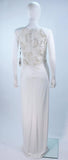 VICKY TIEL White Jersey Dress with Sheer Sequin Waist and Back Size 4