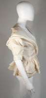 PAUL LOUIS ORRIER Ruffled Ivory Jacket with Structured Hem Size 40