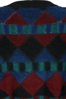 MISSONI Men's Circa 1990s Blue & Red Geometric Sweater