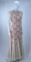 TRAVILLA Lace Gown with Nude Underlay Size 4-6