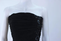 VICKY TIEL Black Stretch Mesh Beaded Cocktail Dress Size 6-8
