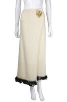 JOHN GALLIANO 1990s Knit Wrap Skirt with Beads and Feathers