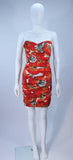 DOLCE & GABBANA Ruched Stretch Silk Fruit Print Dress Size 38